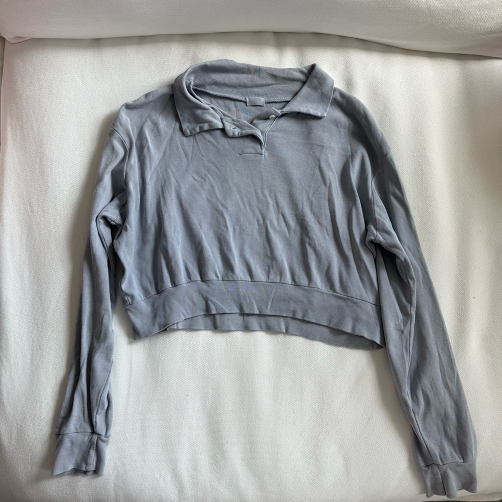 John Galt collared long sleeve crop top